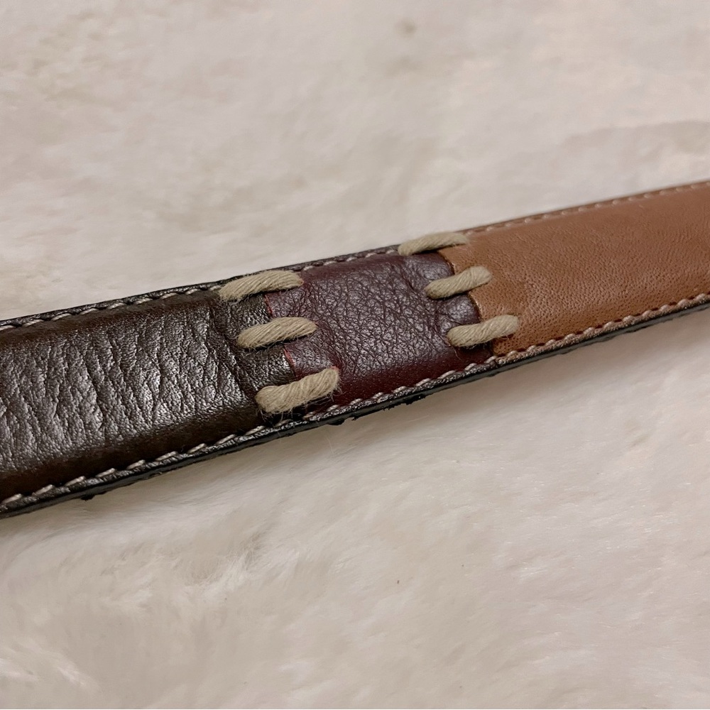 Dockers color-block leather equestrian belt with brass stirrup buckle, L - Picture 6 of 9
